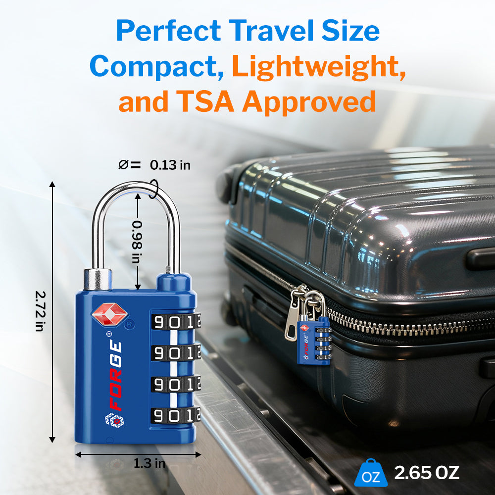 Forge Dual-Opening TSA Lock: Combo & Key Access , Blue Pack