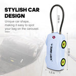 Car-Shaped TSA Luggage Lock – 4-Digit Cable (White) - LockSelect 