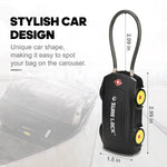 Car-Shaped TSA Cable Lock – 4-Digit Resettable Luggage Lock (Black) - LockSelect 
