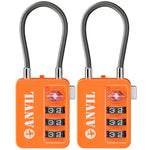 TSA Approved Luggage Lock – High Security TSA008 Combination Travel Lock (2 Pack, Orange)