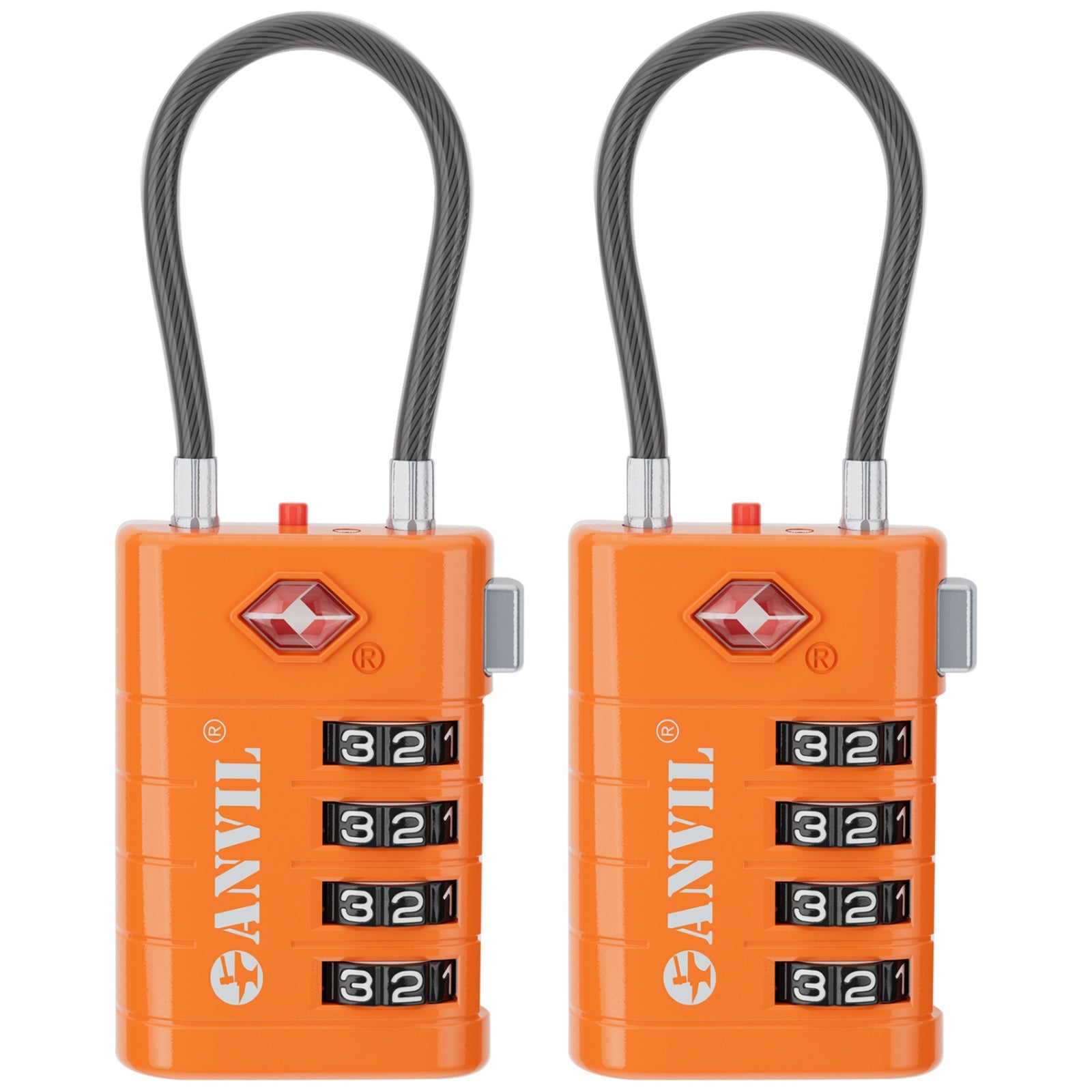 4-Digit TSA Approved Luggage Lock – TSA008 Core with Alert Indicator (Orange Pack)
