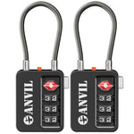 TSA Approved Luggage Lock – Combination Travel Lock (2 Pack, Black)