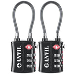 TSA Approved Cable Travel Lock – 3-Digit Combination with Zinc Alloy Body(Black Pack) - LockSelect 