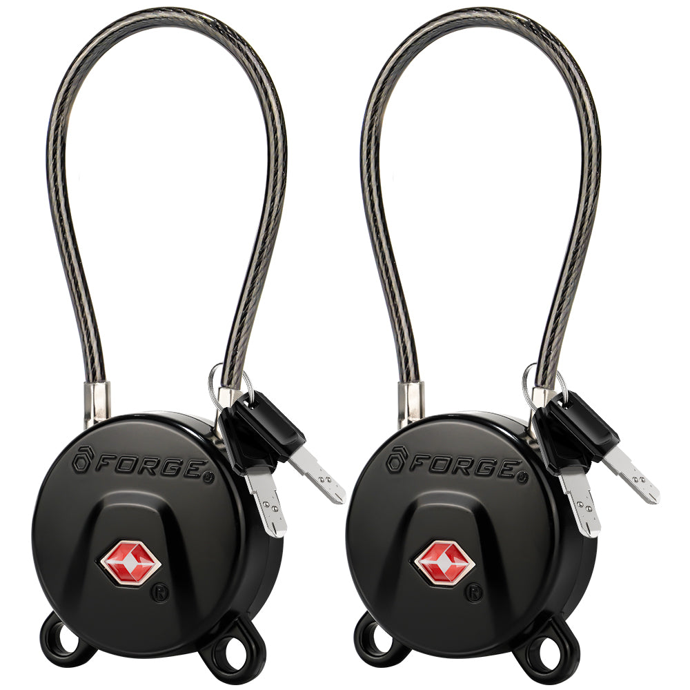 Forge TSA006 Dimple Key Cable Locks (Koala Series, Black Pack)