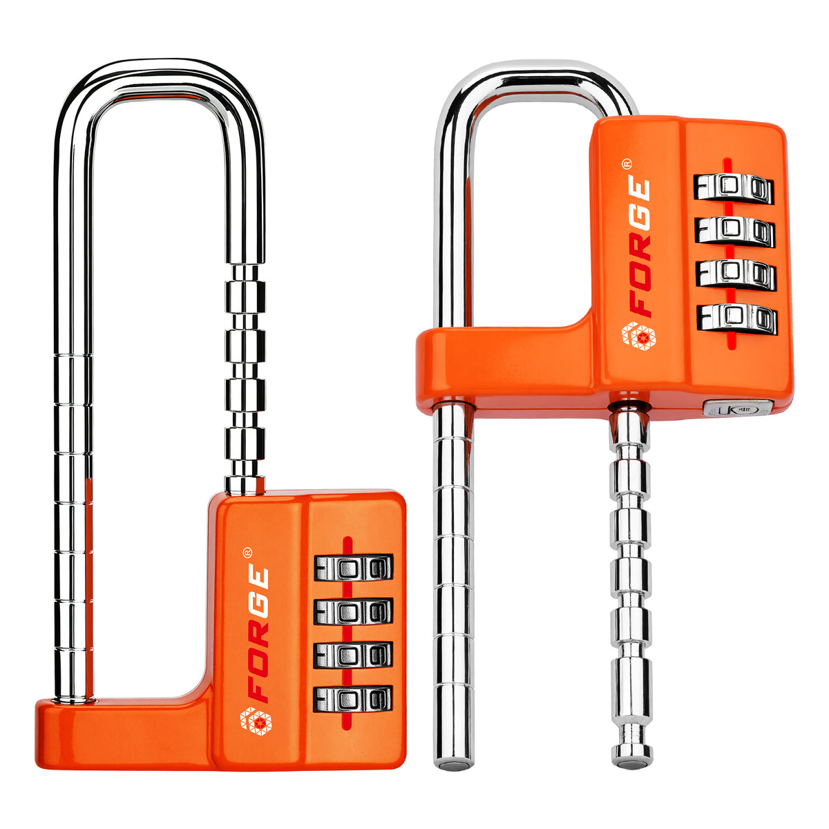 Forge 4-Digit Padlock: Long Shackle for Gym, School & Gate (Defender series, Orange)