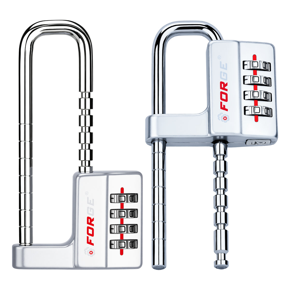 Forge 4-Digit Padlock: Long Shackle for Gym, School & Gate (Defender series, Silver)