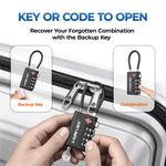 TSA-Approved 4-Digit Cable Luggage Lock with Backup Key & Open Alert (Black)