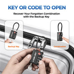 TSA-Approved 3-Digit Cable Luggage Lock with Backup Key & Open Alert (Black)