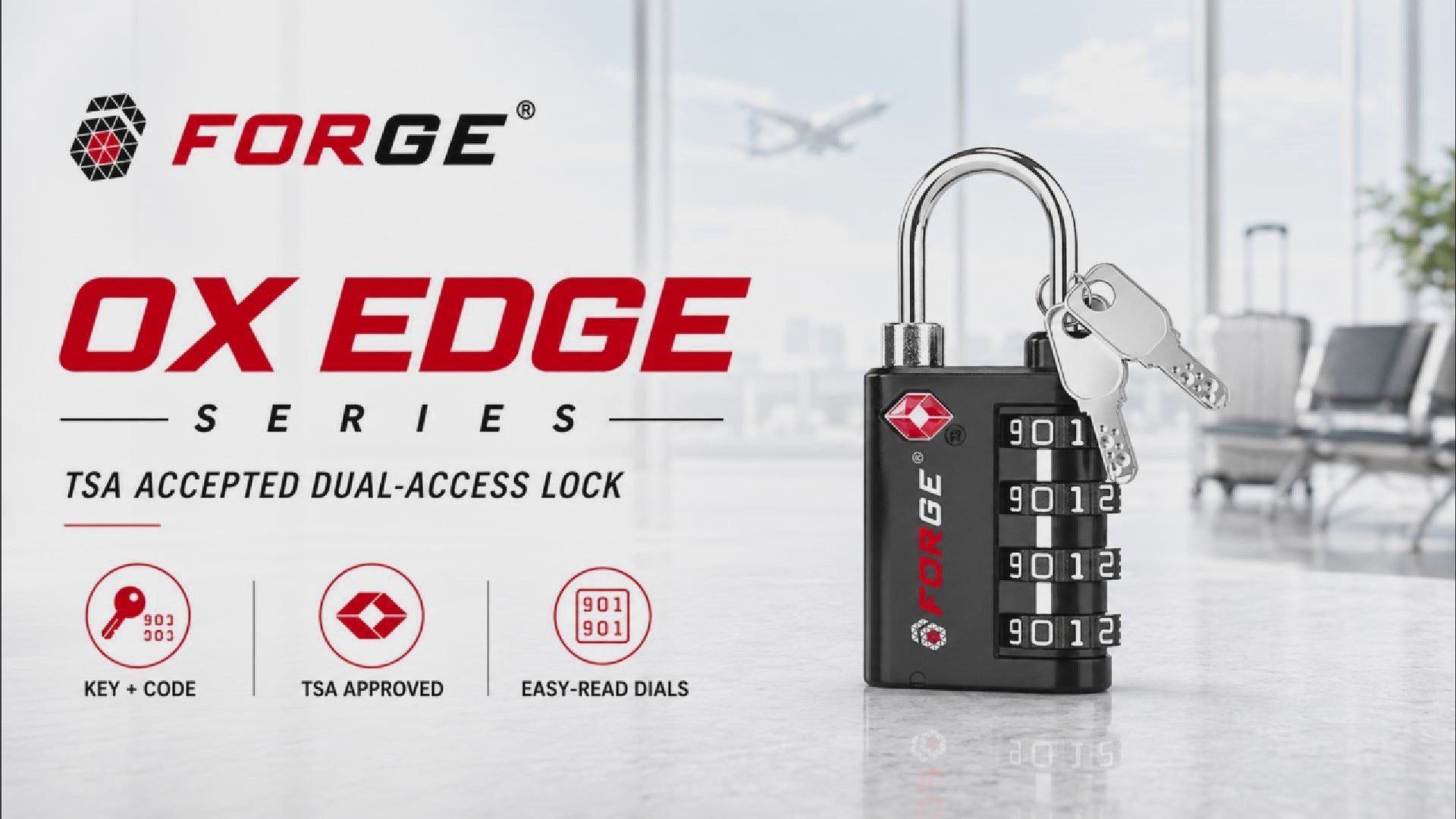 Forge Dual-Opening TSA Lock: Combo & Key Access , Black Pack