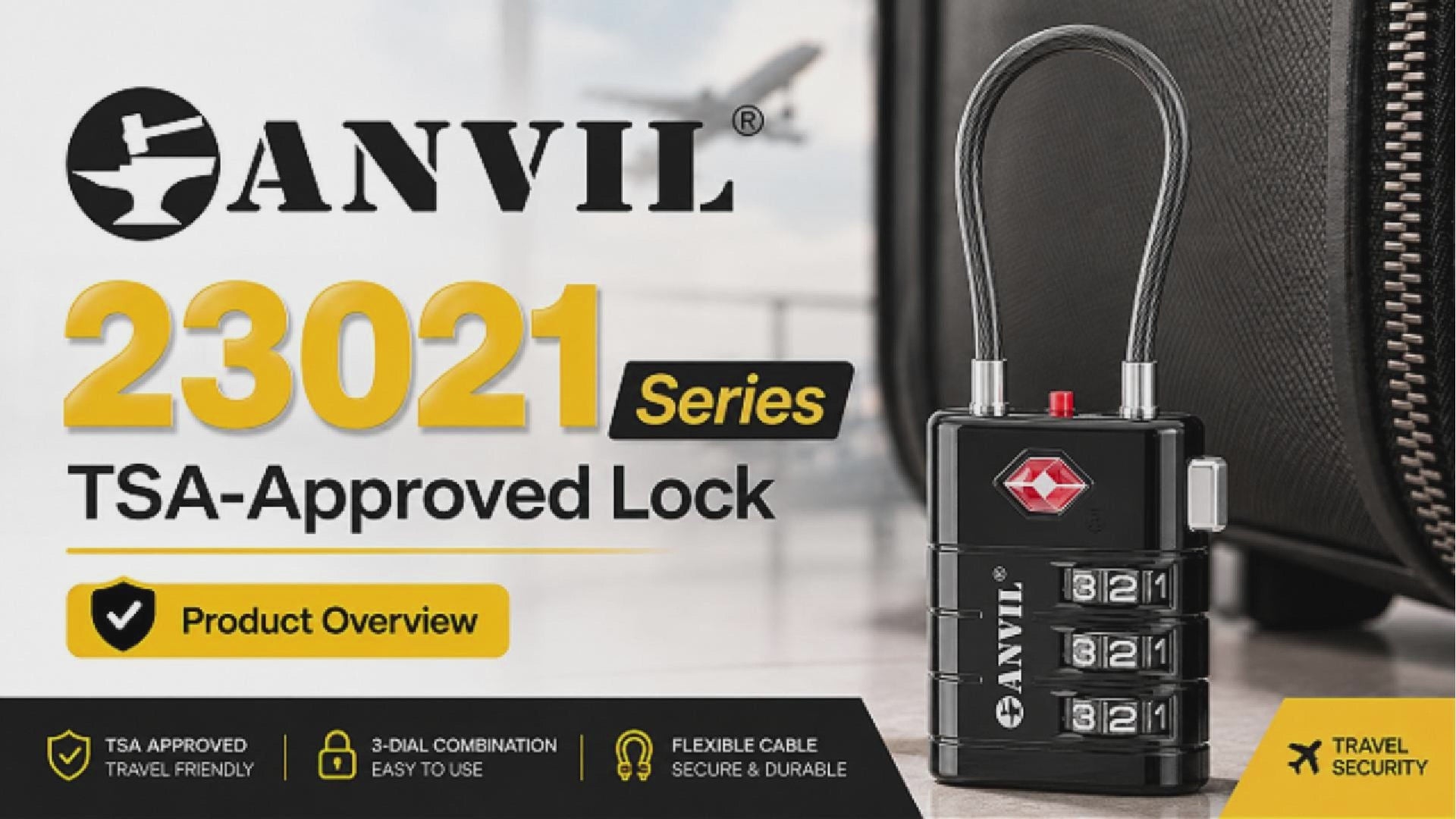 ANVIL TSA Approved Luggage Lock with Inspection Indicator (Pink Pack)