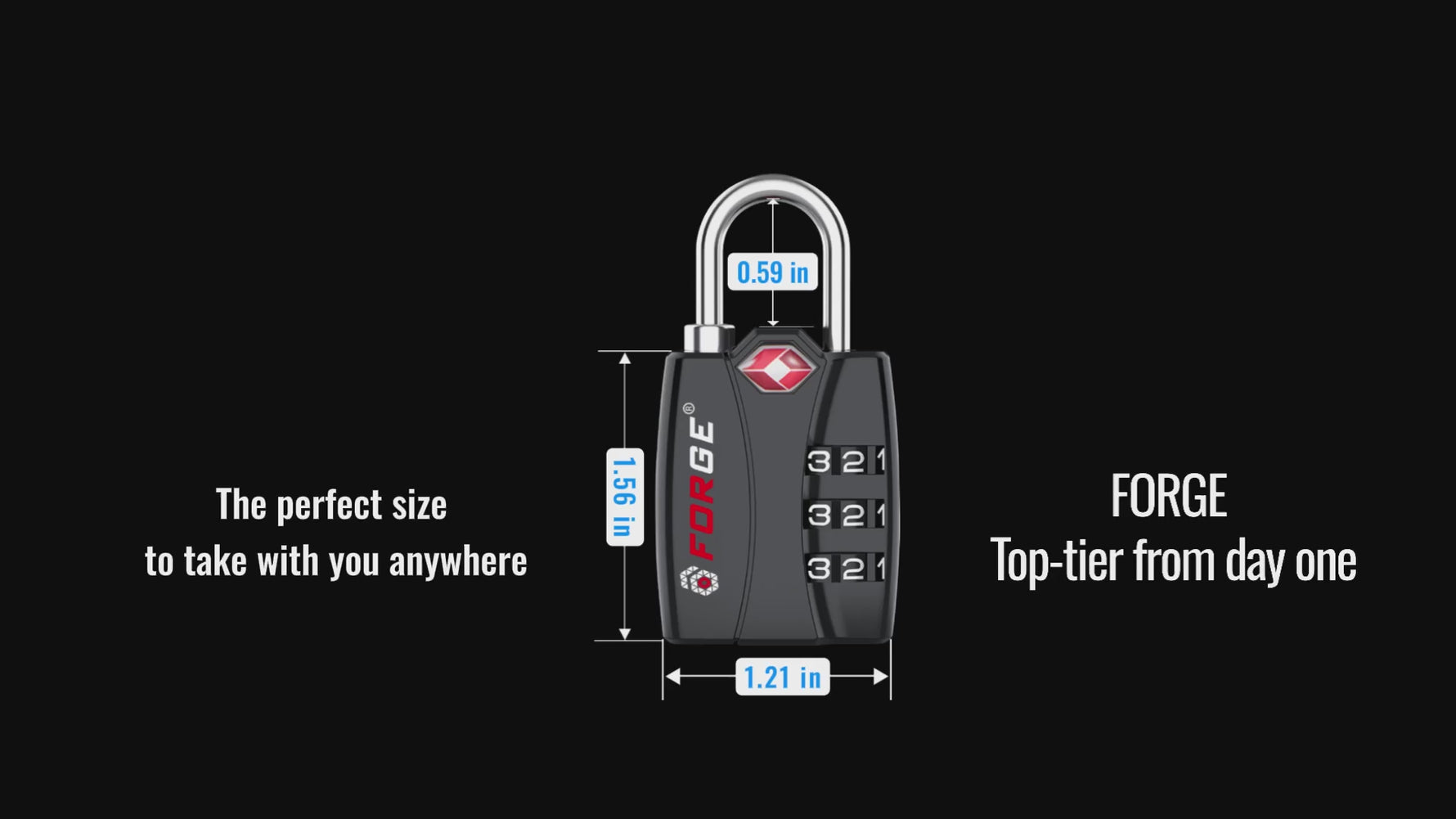 Forge TSA-Approved Luggage Lock: 3-Digit Combination, Open Alert Indicator （Titan Series 4 Colors Pack）