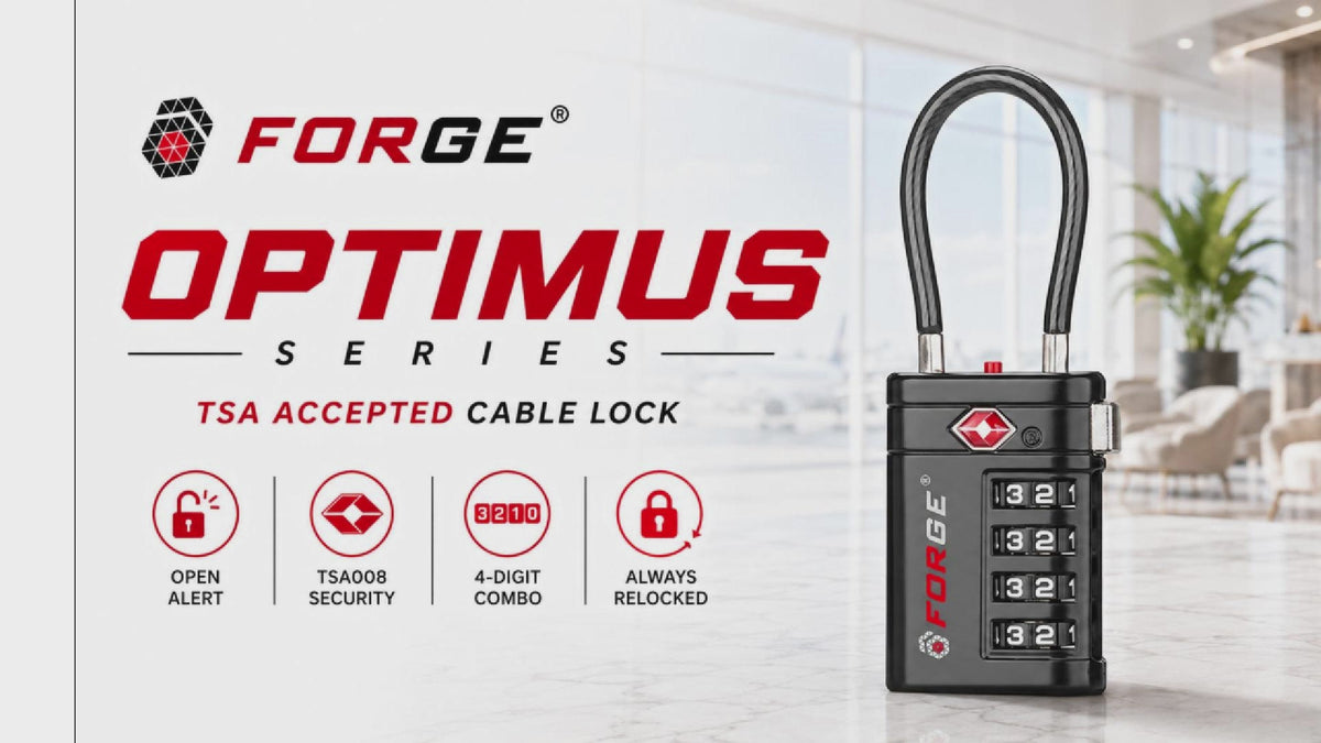 Forge TSA008 15'' Luggage Cable Lock (Optimus Series, Black Pack)