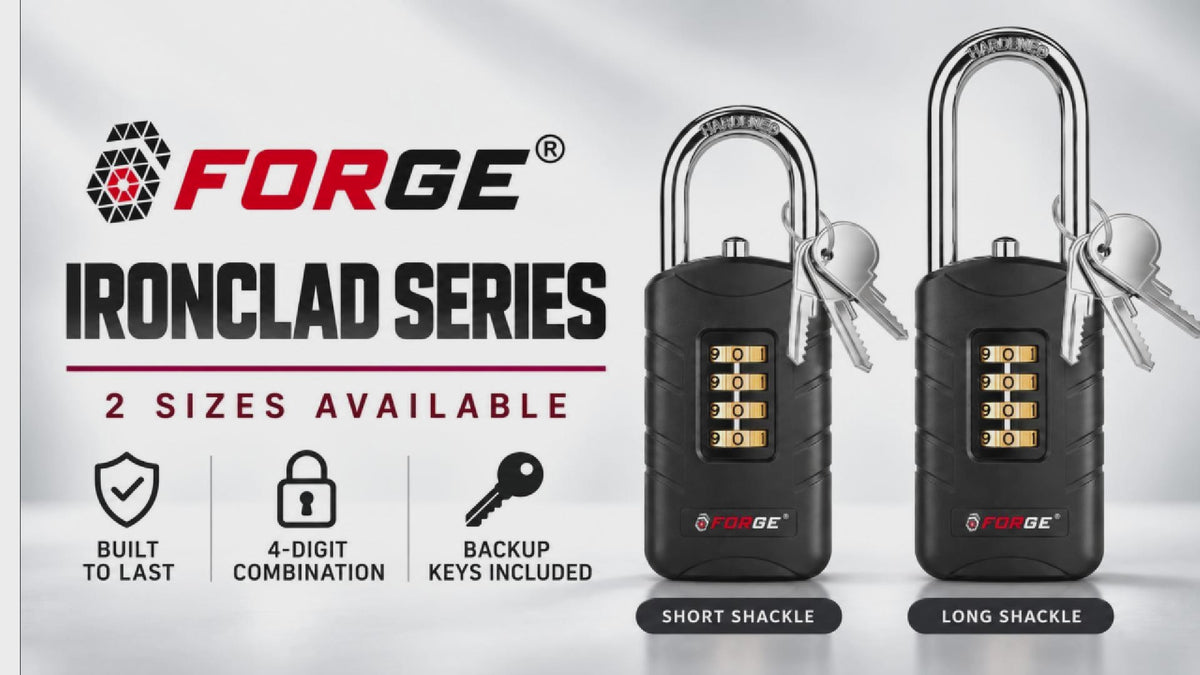 Forge 4-Digit Combination Padlock with Backup Keys, Short Shackle, Black