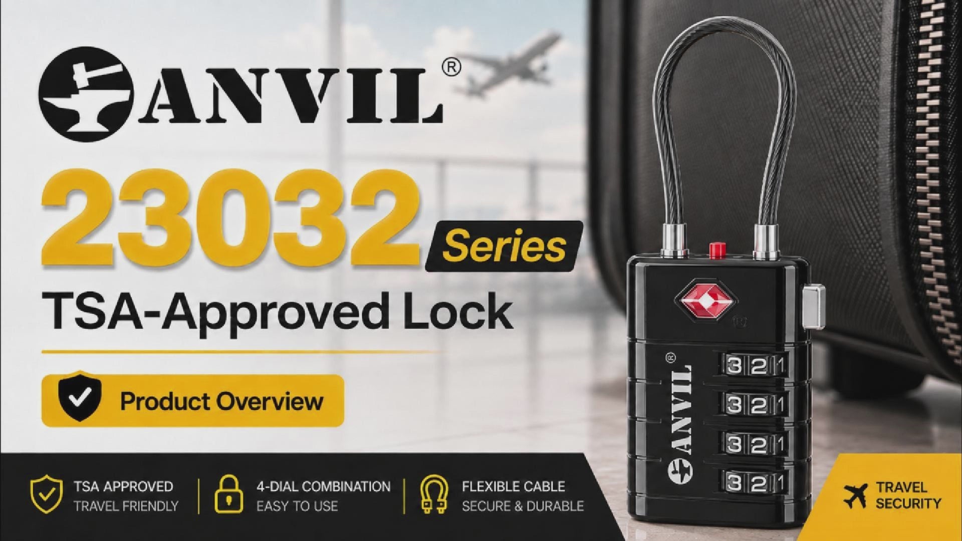 4-Digit TSA Approved Luggage Lock – TSA008 Core with Alert Indicator (Black Pack)